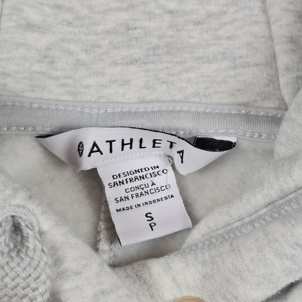 Athleta 24/7 Hoodie Heather Gray Cotton Blend Pullover Sweatshirt- Womens Sz S - Picture 3 of 6